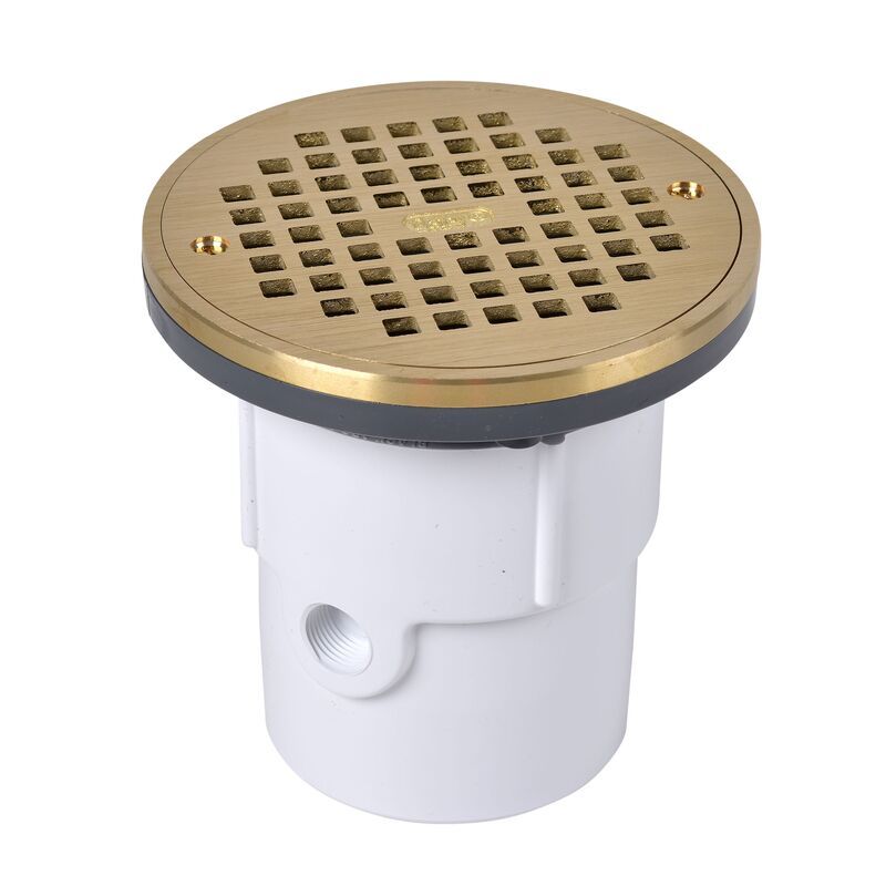 Oatey® 3"X4" PVC Adjustable Floor Drain w/6" Brass Grate