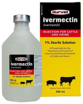 Durvet 001-1017 Ivermectin Injectable, 1% 250Ml