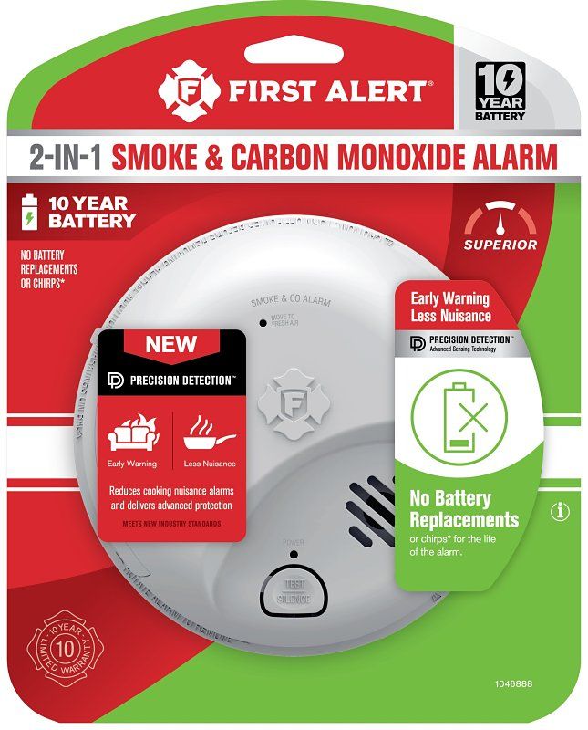 First Alert 1046888 Ionization Smoke &amp; Carbon Monoxide Alarm, 10Yr Battery