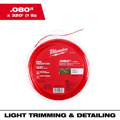Milwaukee Twisted Trimmer Line, .080X320Ft (1Lb)