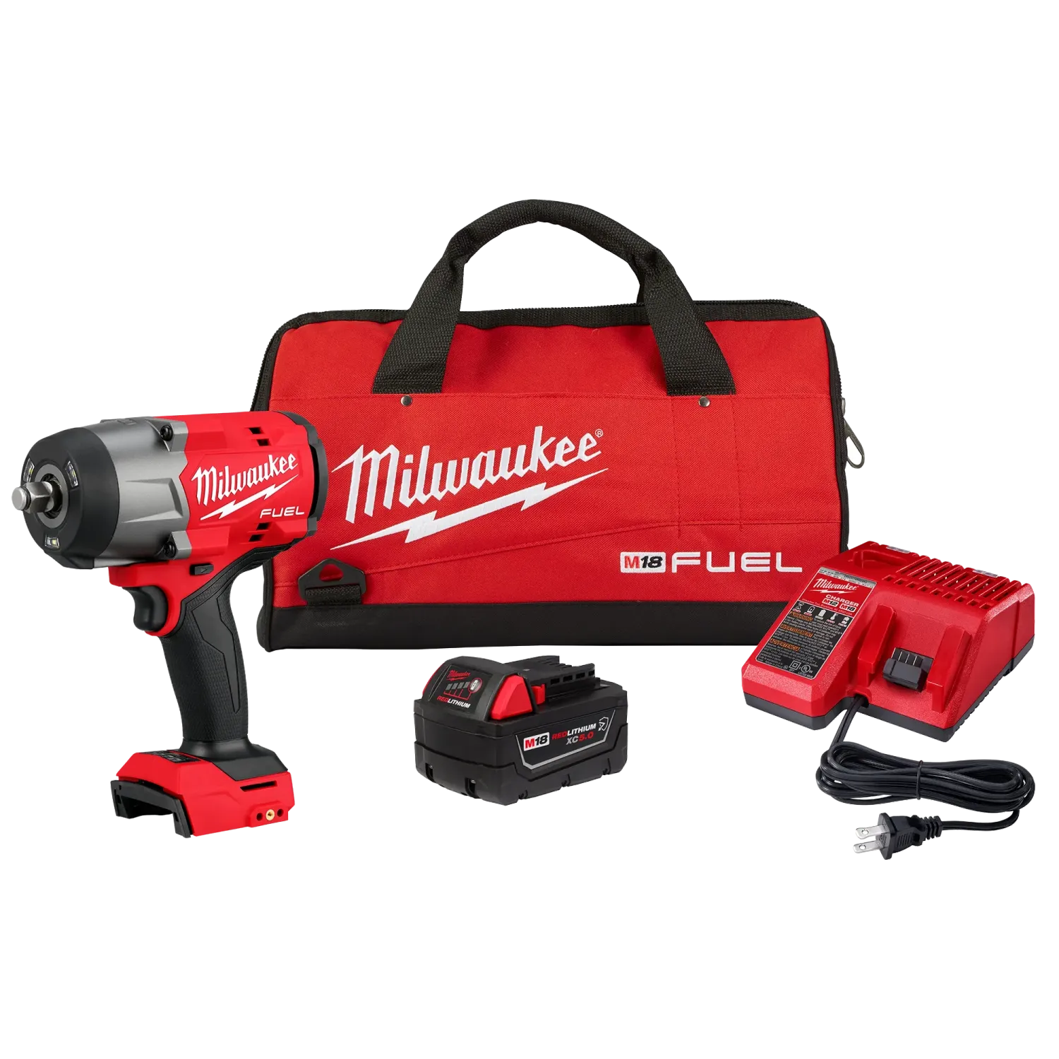 Milwaukee M18 Gen 3 Fuel 1/2"Dr Hi-Torque Impact Wrench Kit w/1 5.0 Battery &amp; Charger
