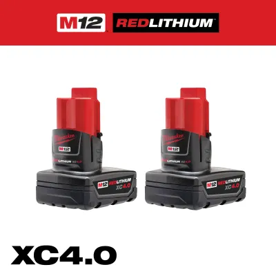 Milwaukee M12 2AH Batteries, 2Pk