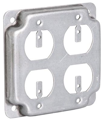 Southwire G1939-UPC Square 4-3/16" 2-Duplex, Raised, Exposed Steel Box Cover