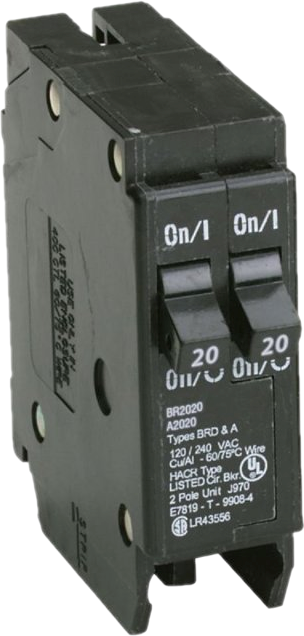 Cutler-Hammer BR2020 Tandem Circuit Breaker, 20/20A 1-Pole
