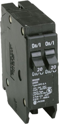 Cutler-Hammer BR2020 Tandem Circuit Breaker, 20/20A 1-Pole