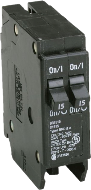Cutler-Hammer BR1515 Tandem Circuit Breaker, 15/15A, 1-Pole
