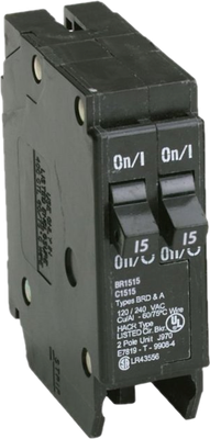 Cutler-Hammer BR1515 Tandem Circuit Breaker, 15/15A, 1-Pole