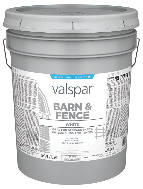 Valspar 018.3125-70.008 White Latex Barn &amp; Fence Paint, 5Gal (400sq-ft Coverage)