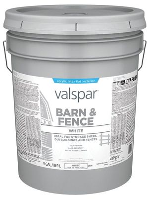 Valspar 018.3125-70.008 White Latex Barn &amp; Fence Paint, 5Gal (400sq-ft Coverage)
