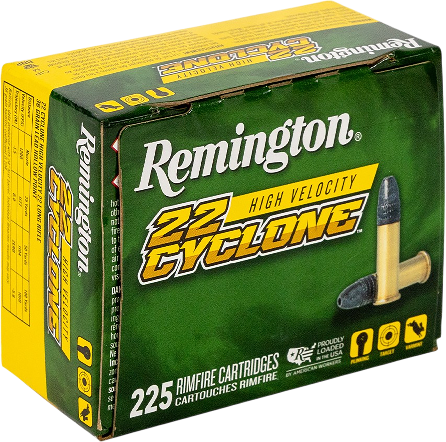 Remington 21261 Cyclone 22LR 36G HP Ammo, 1280FPS  225Ct