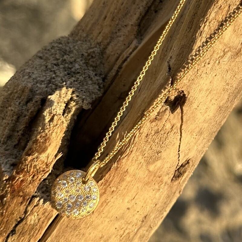 Collana con ciondolo in argento bagnato oro e zirconi-Idandi