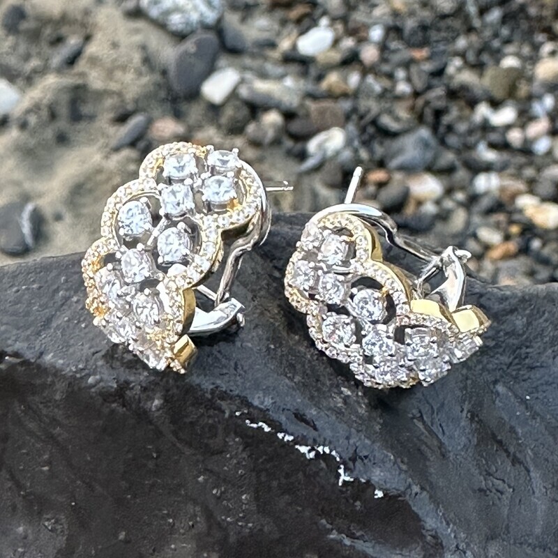 Orecchini in argento bianco e giallo con zirconi-Idandi