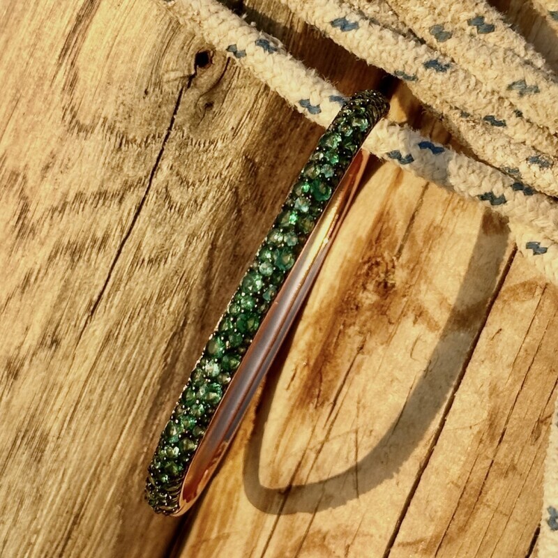 Bracciale in argento rosè con zirconi verdi-Idandi