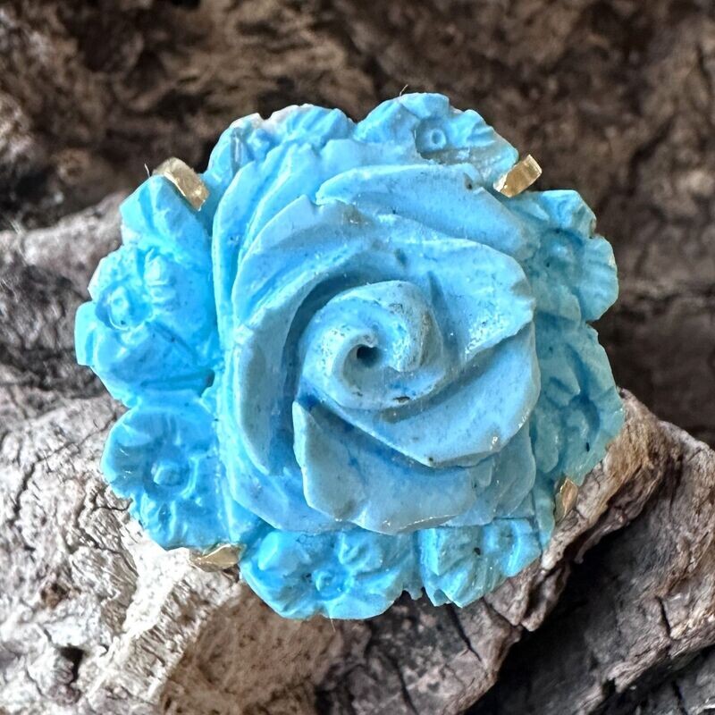 Anello in argento bagnato oro con fiore in turchese-Genny