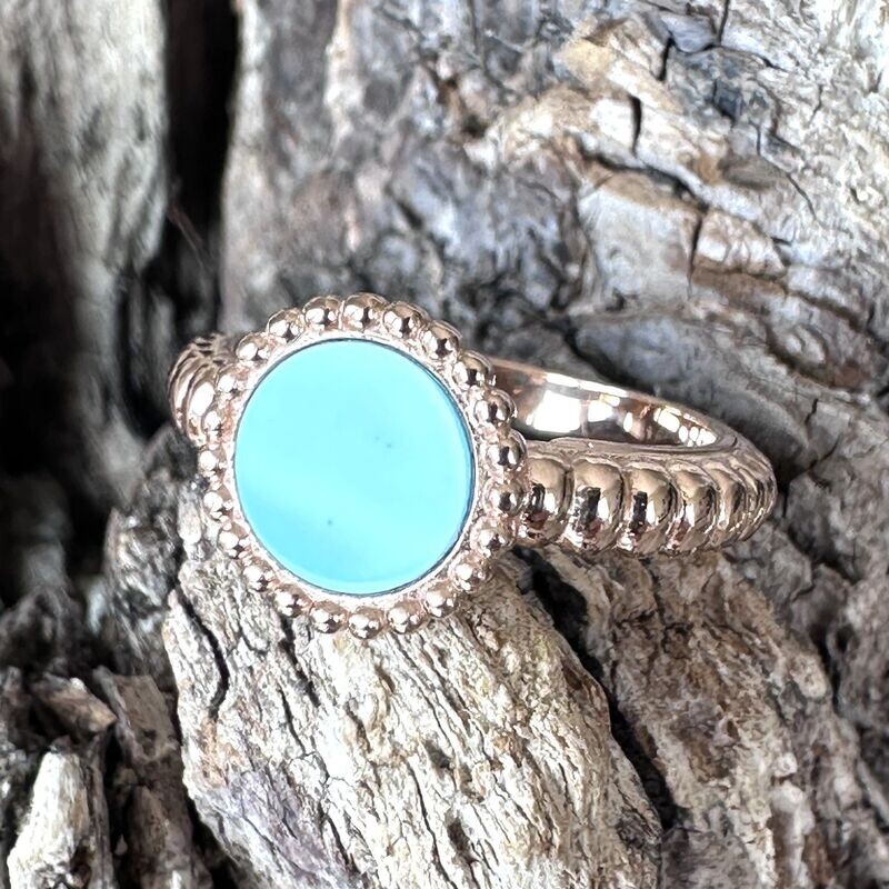Anello in argento rosè con pasta di turchese-Lucos