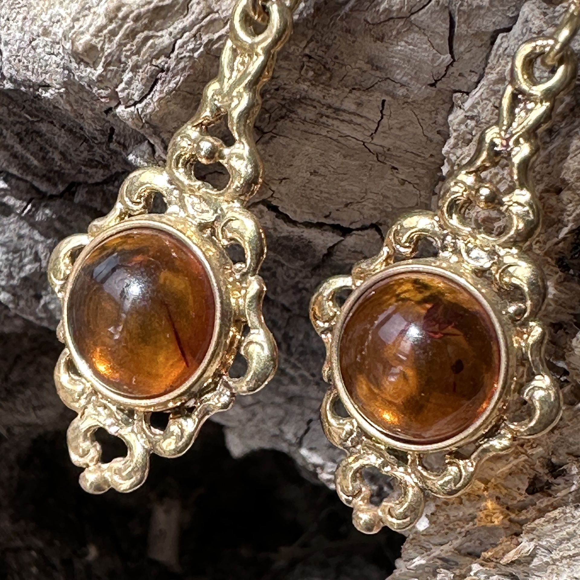 Orecchini in argento bagnato oro con ambra-Eliana Scognamiglio