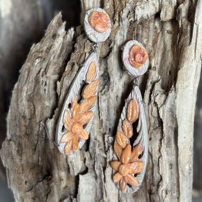 Orecchini in agata e corallo cerasuolo-Genny