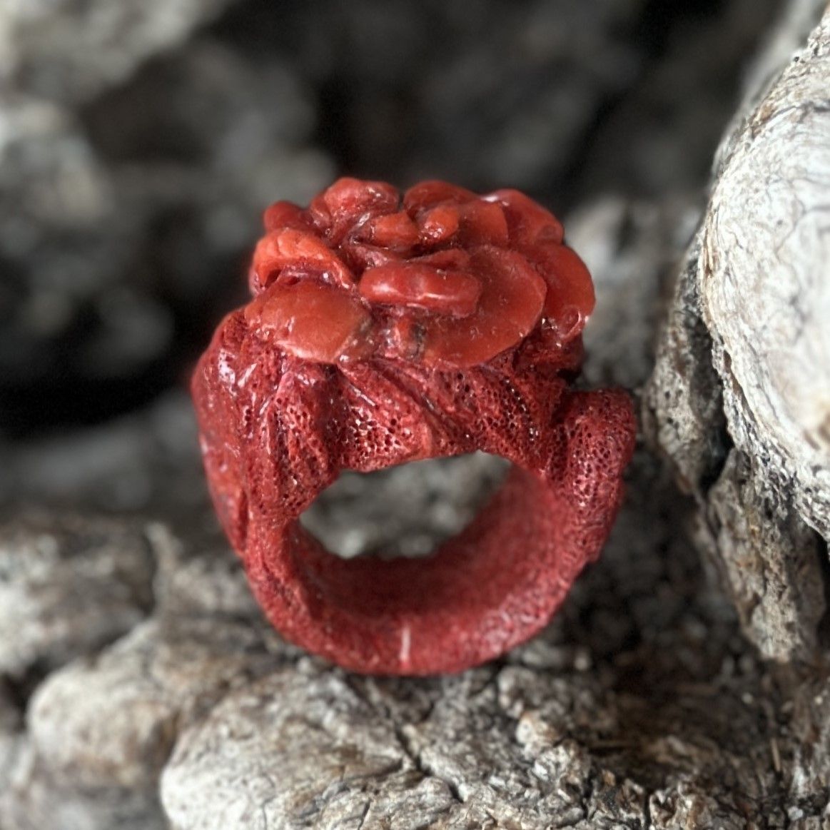 Anello in madrepora e corallo-Genny