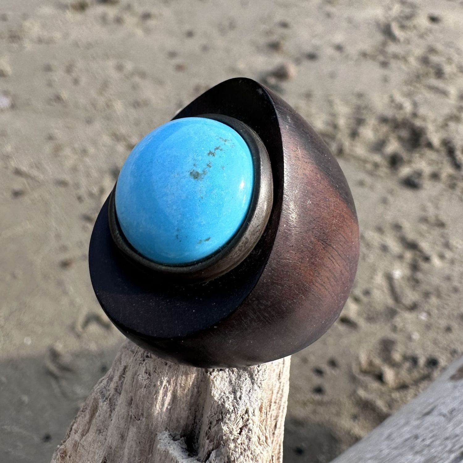 Anello in ebano e turchese -Carola