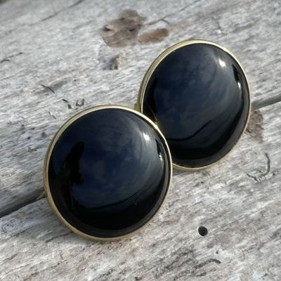 Orecchini in argento bagnato oro e onice-Carola