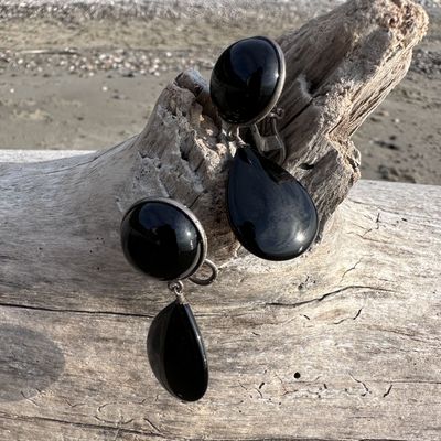 Orecchini in argento e onice-Carola