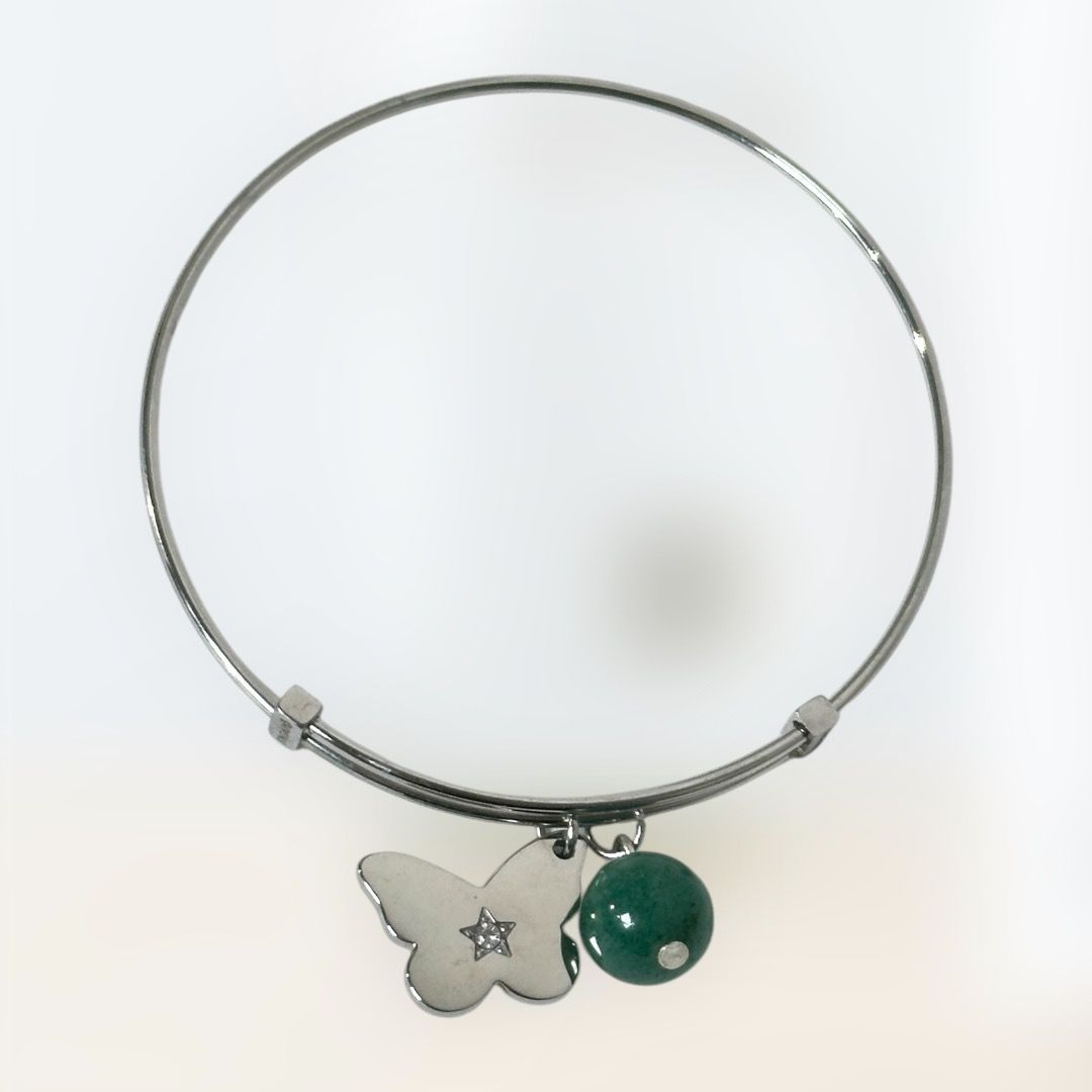 Bracciale rigido in acciaio 'Toro' con avventurina -Ventura Gioielli