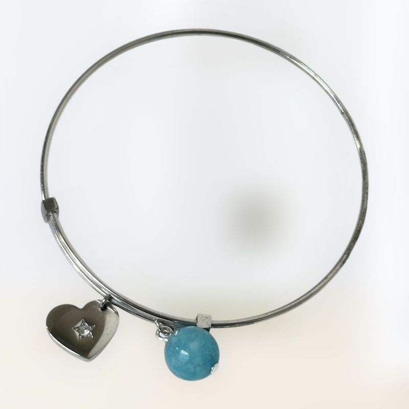 Bracciale rigido in acciaio ' Acquario' con acqua marina -Ventura Gioielli