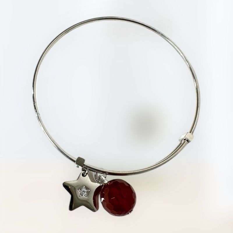 Bracciale rigido in acciaio Scorpione con corniola -Ventura Gioielli