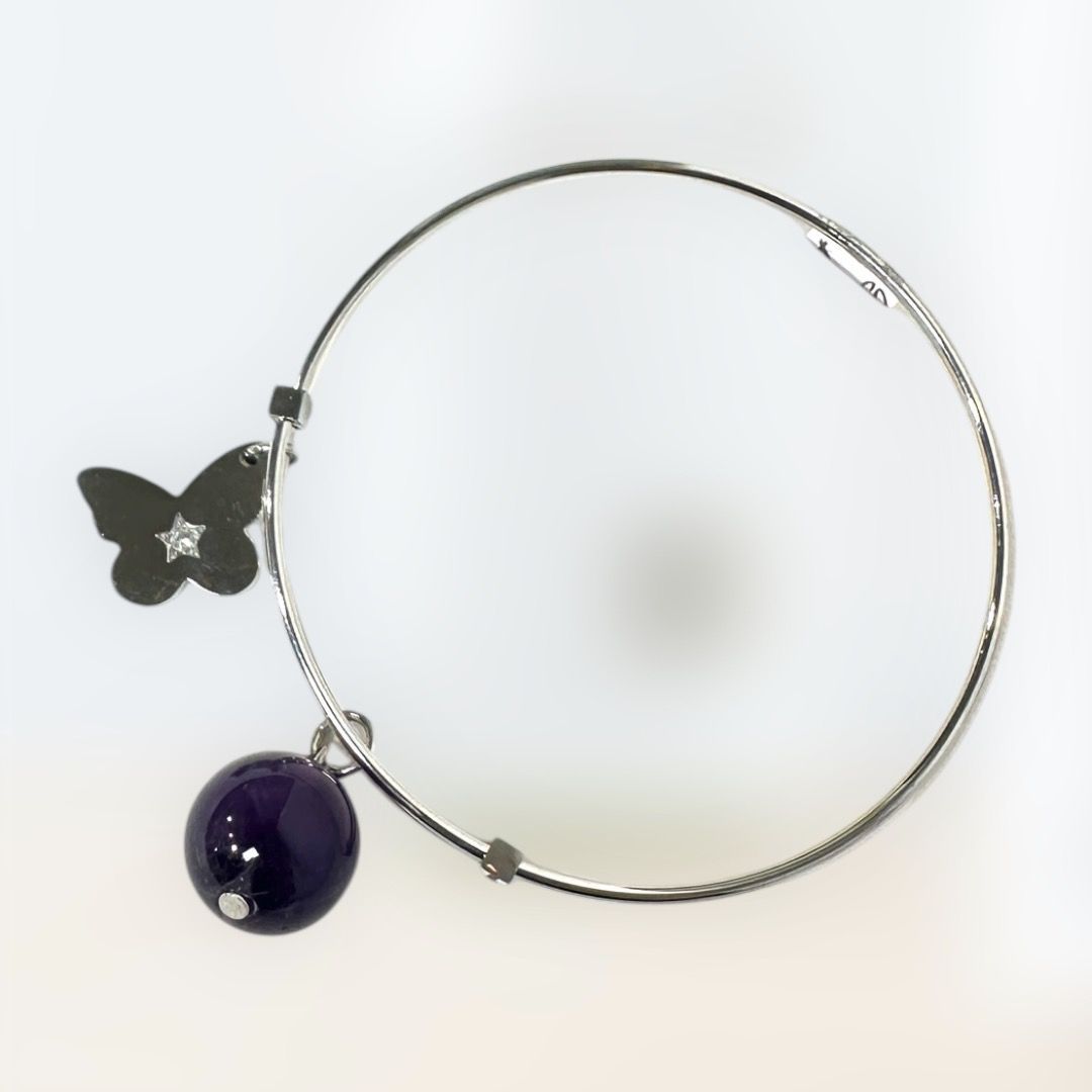 Bracciale rigido in acciaio 'Sagittario' con ametista