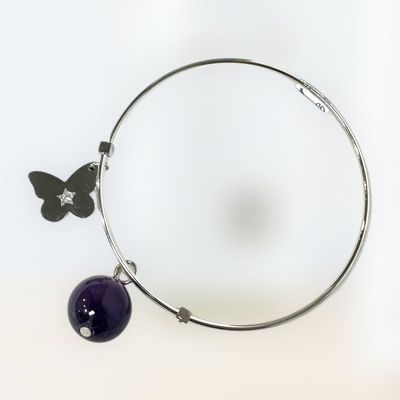 Bracciale rigido in acciaio 'Sagittario' con ametista