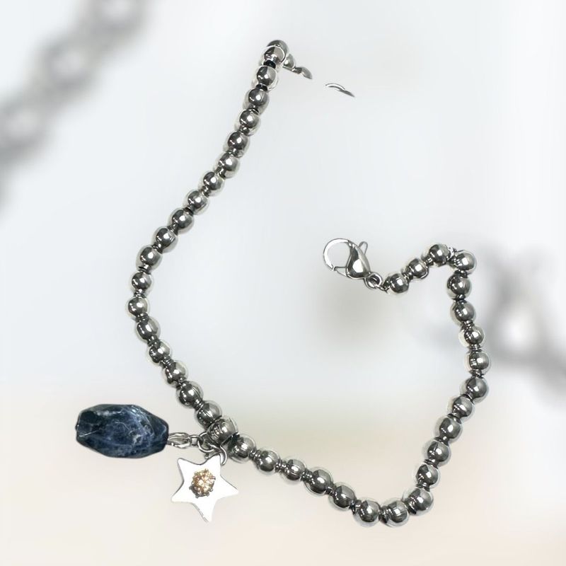 Bracciale in acciaio 'Pesci' con sodalite