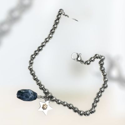 Bracciale in acciaio 'Pesci' con sodalite