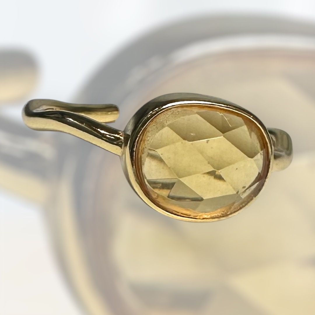 Anello in argento placcato oro con quarzo citrino-Esoterix Import