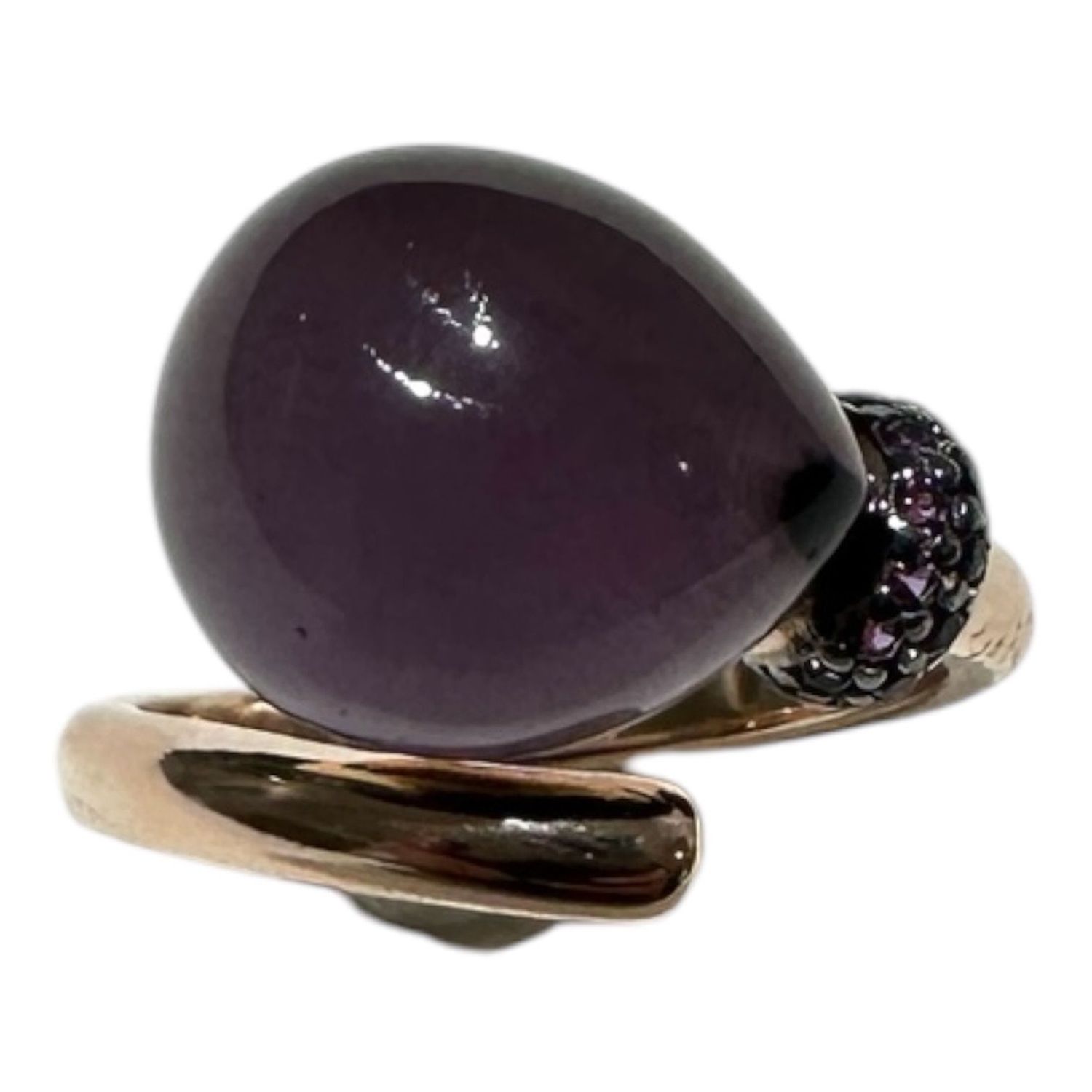 Anello in argento rosè con quarzo idrotermale viola-Lucos