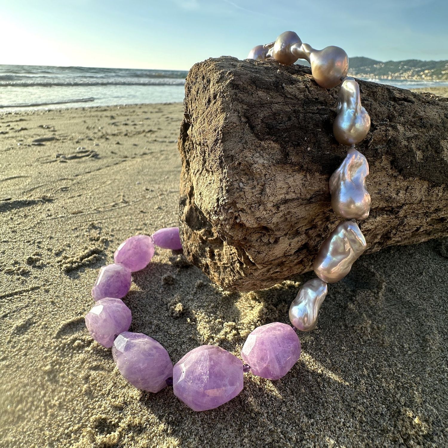 Collana in ametiste e perle barocche-Genny