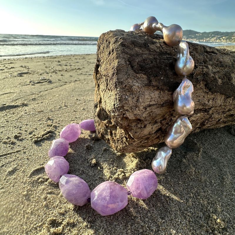 Collana in ametiste e perle barocche-Genny
