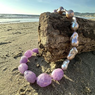 Collana in ametiste e perle barocche-Genny