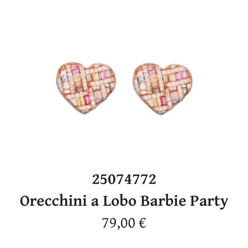 Orecchini a lobo Barbie Party-Cuori Milano Orecchini a lobo Barbie Party-Cuori Milano