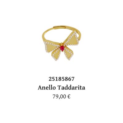 Anello Taddarita farfalla in argento bagnato oro con perline e zircone rosso-Cuori Milano