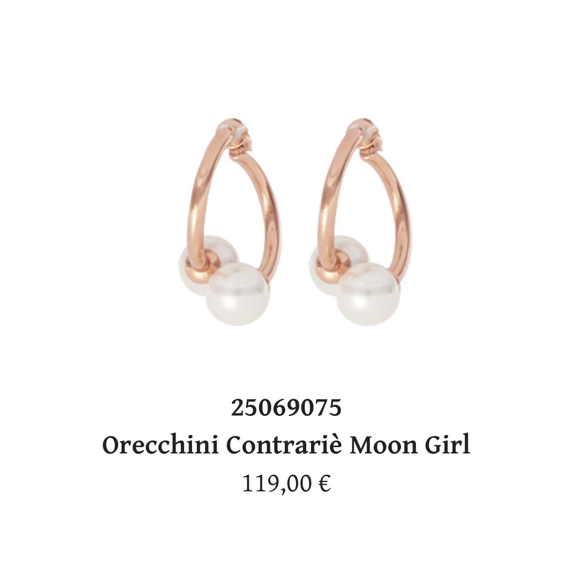 Orecchini contrariè moon girl in argento rosa e perle-Cuori Milano