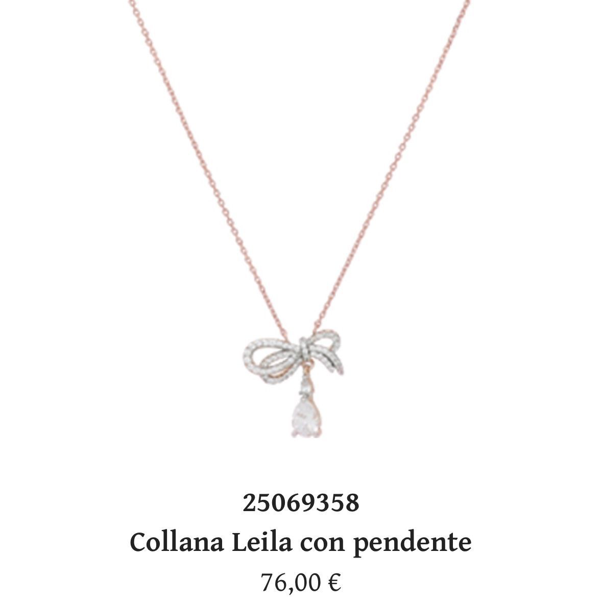 Collana Leila con pendente in argento rosa e zirconi-Cuori Milano
