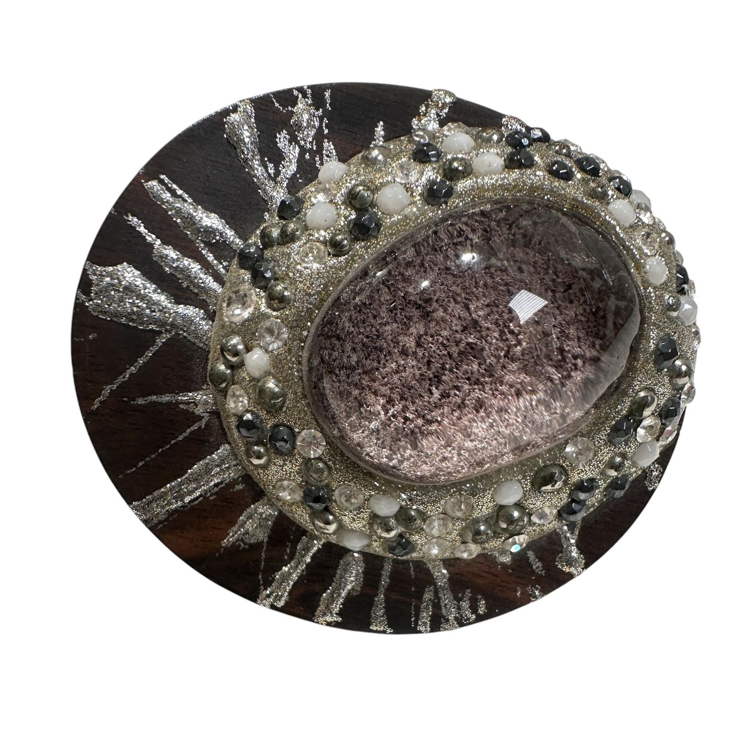 Anello in ebano e quarzo-Carola
