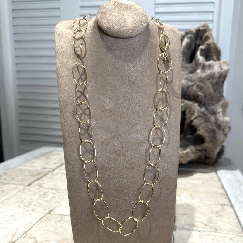 Collana ellisse a filo in argento dorato cm 90-Alisei