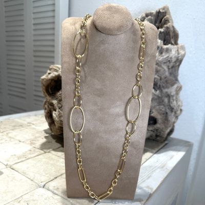 Collana in argento dorato a ovaloni cm90-Alisei