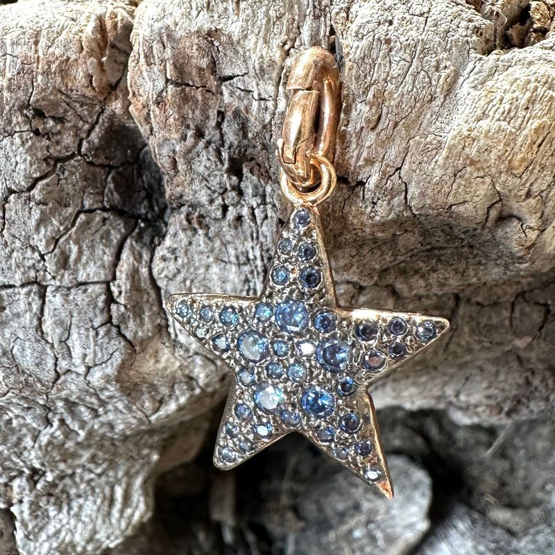 Ciondolo stella in argento rosa e zirconi blu-Alisei