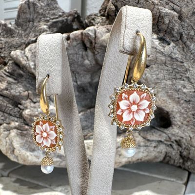Orecchini in argento dorato con cammeo -Cammeo Italiano