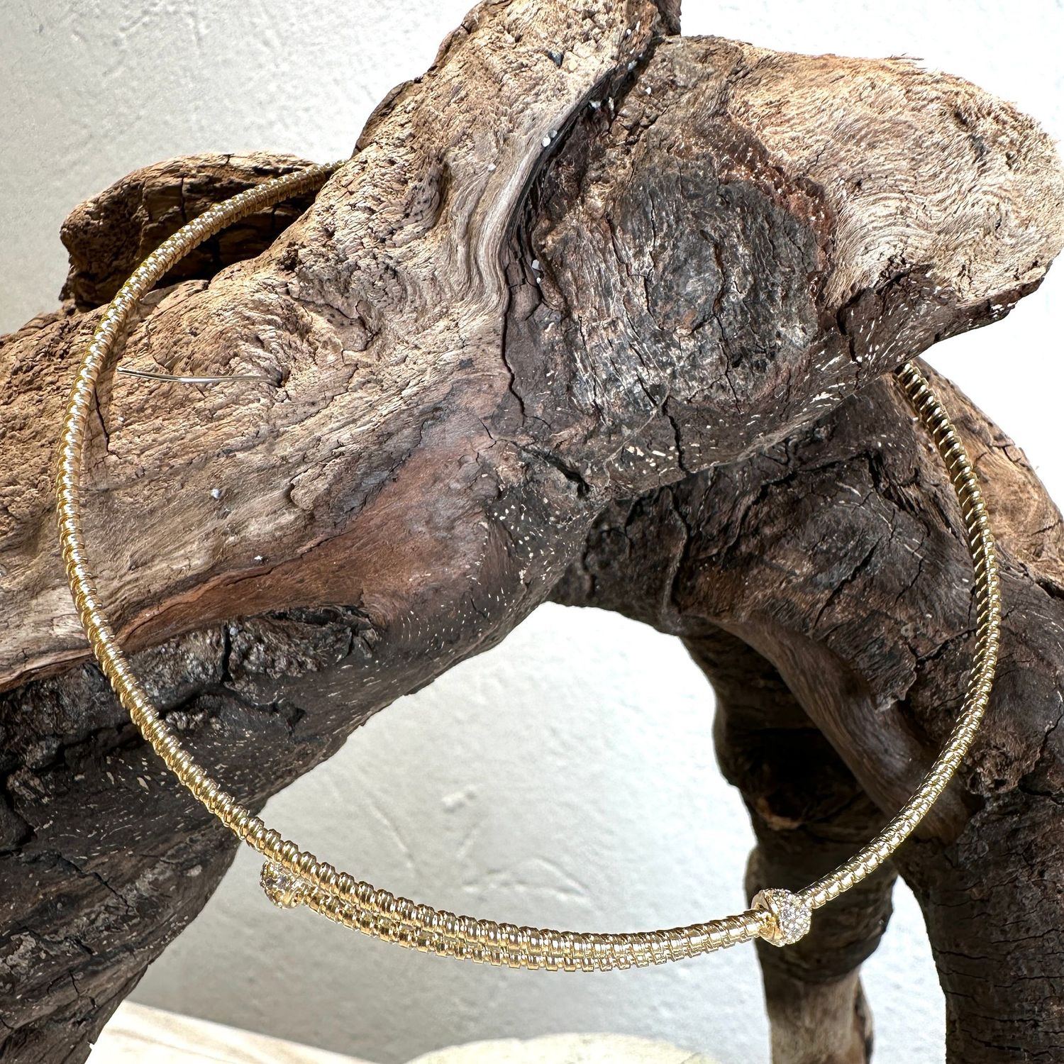 Collana girocollo tubogas in argento placcato oro e zirconi -Lucos Preziosi