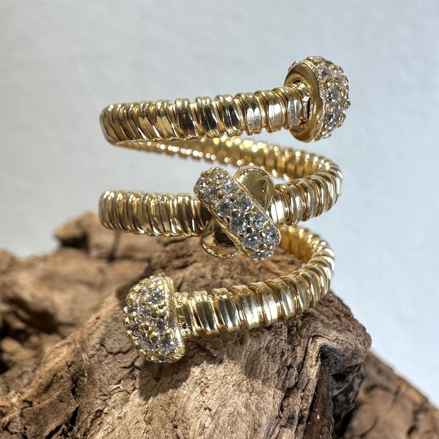 Anello tubogas in argento placcato oro-Lucos Preziosi