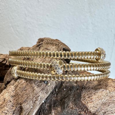 Bracciale tubogas in argento placcato oro e zirconi-Lucos Preziosi