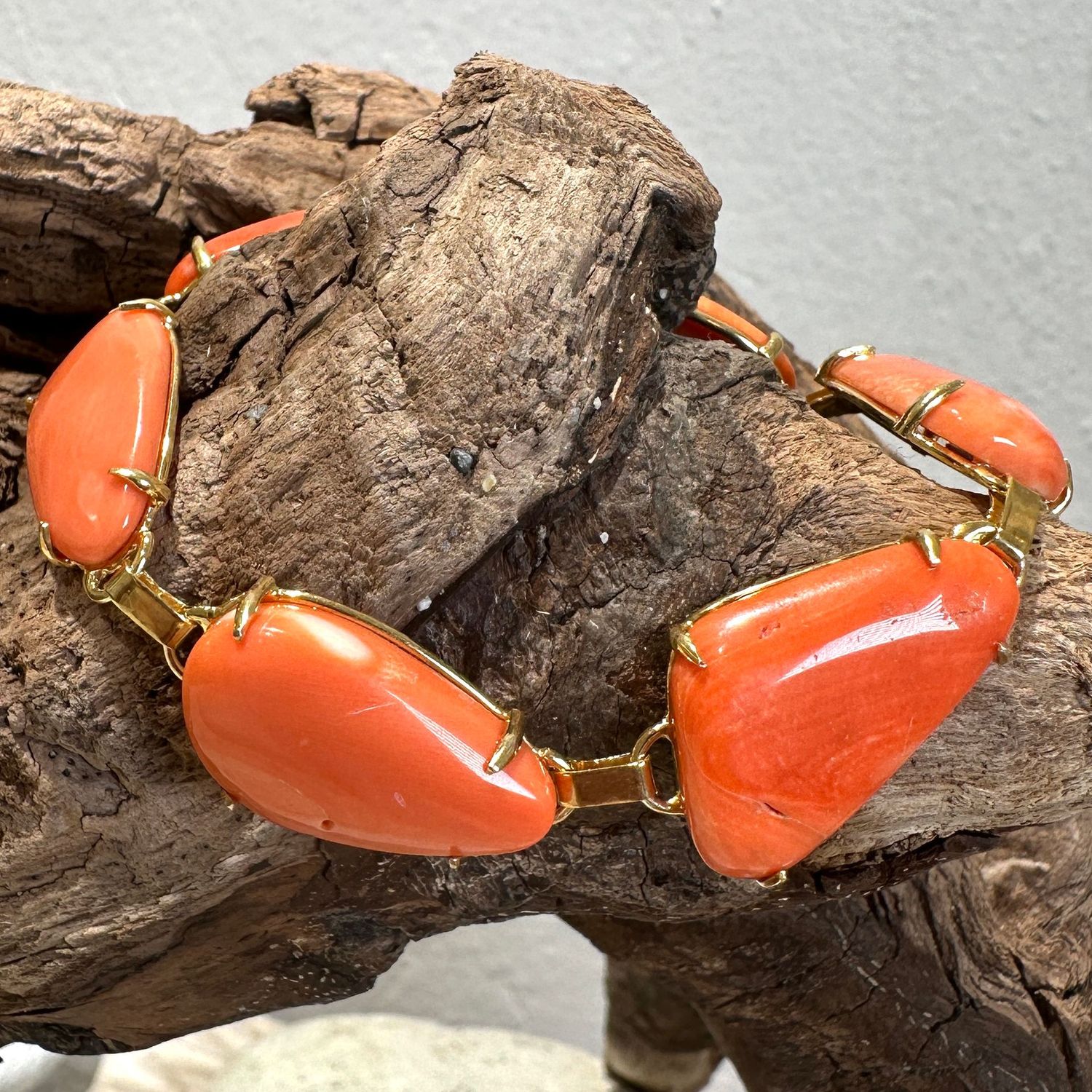 Bracciale in corallo di Sciacca su argento dorato-Eliana Scognamiglio